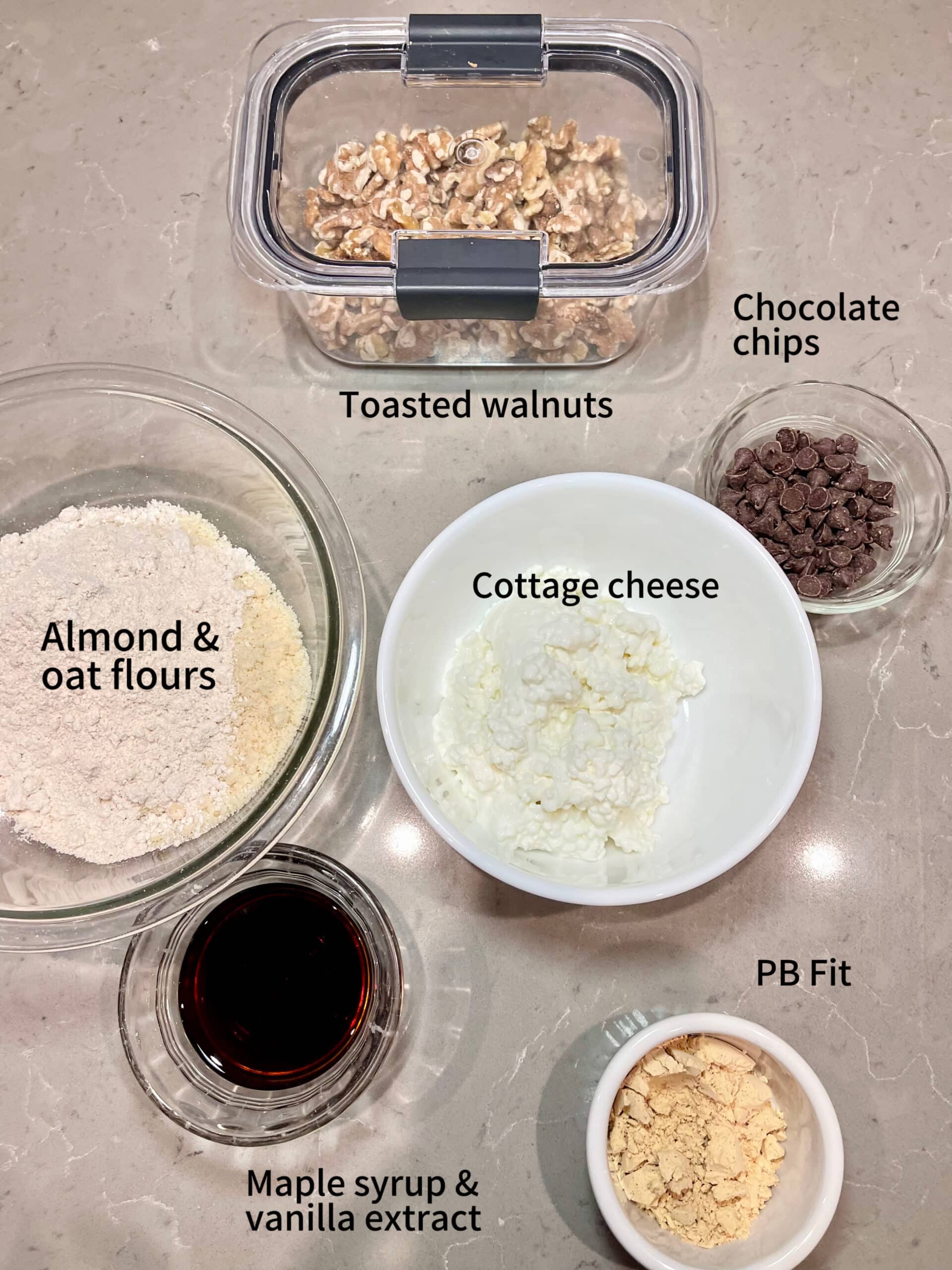 Image of containers of ingredients to make cottage cheese cookie dough