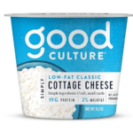 Image of a container of lowfat Good Culture Cottage Cheese for a story of road trip snacks.